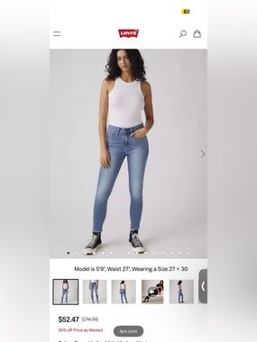 Levi's Mid Wash 721 Skinny Jeans in Blue